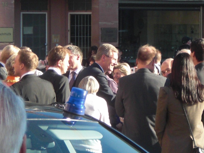 Bundesprsident Christian Wulff am 10.10.2010 Frankfurt Rmer noch vor der Verleihung des Friedenspreises des Deutschen Buchhandels in der Paulskirche