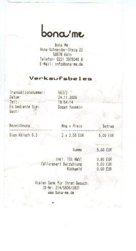 quittung bona me anna-schneider-steig 24.11.2009