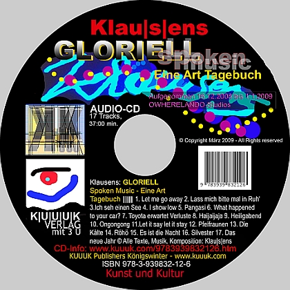 Cover KLAUSENS Audio-CD GLORIELL Spoken Music Eine Art Tagebuch KUUUK Verlag Königswinter