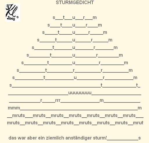 Strumgedicht von KLAUSENS vom 1.3.2008 KONKRETE POESIE