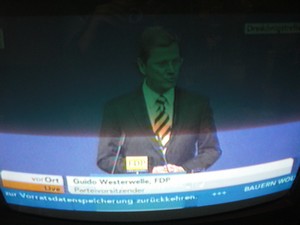 Guido Westerwelle am 6.11.2011 bei seiner Rede in Stuttgart Dreikönigstreffen - Foto Klausens vom Fernseher LIVE