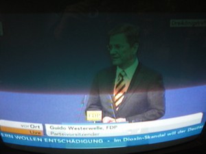 Guido Westerwelle am 6.11.2011 bei seiner Rede in Stuttgart Dreikönigstreffen - Foto Klausens vom Fernseher LIVE