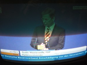 Guido Westerwelle am 6.11.2011 bei seiner Rede in Stuttgart Dreikönigstreffen - Foto Klausens vom Fernseher LIVE