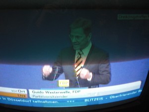 Guido Westerwelle am 6.11.2011 bei seiner Rede in Stuttgart Dreikönigstreffen - Foto Klausens vom Fernseher LIVE