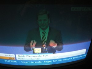 Guido Westerwelle am 6.11.2011 bei seiner Rede in Stuttgart Dreikönigstreffen - Foto Klausens vom Fernseher LIVE