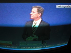 Guido Westerwelle am 6.11.2011 bei seiner Rede in Stuttgart Dreikönigstreffen - Foto Klausens vom Fernseher LIVE