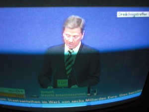 Guido Westerwelle am 6.11.2011 bei seiner Rede in Stuttgart Dreikönigstreffen - Foto Klausens vom Fernseher LIVE