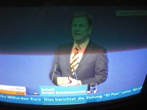 Guido Westerwelle am 6.11.2011 bei seiner Rede in Stuttgart Dreikönigstreffen - Foto Klausens vom Fernseher LIVE