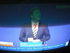 Guido Westerwelle am 6.11.2011 bei seiner Rede in Stuttgart Dreikönigstreffen - Foto Klausens vom Fernseher LIVE