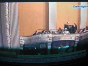 Guido Westerwelle am 6.11.2011 bei seiner Rede in Stuttgart Dreikönigstreffen - Foto Klausens vom Fernseher LIVE