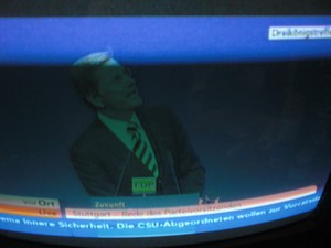 Guido Westerwelle am 6.11.2011 bei seiner Rede in Stuttgart Dreikönigstreffen - Foto Klausens vom Fernseher LIVE