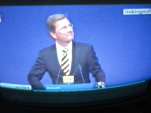 Guido Westerwelle am 6.11.2011 bei seiner Rede in Stuttgart Dreikönigstreffen - Foto Klausens vom Fernseher LIVE