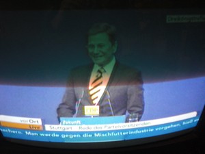 Guido Westerwelle am 6.11.2011 bei seiner Rede in Stuttgart Dreikönigstreffen - Foto Klausens vom Fernseher LIVE