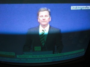 Guido Westerwelle am 6.11.2011 bei seiner Rede in Stuttgart Dreikönigstreffen - Foto Klausens vom Fernseher LIVE