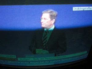 Guido Westerwelle am 6.11.2011 bei seiner Rede in Stuttgart Dreikönigstreffen - Foto Klausens vom Fernseher LIVE