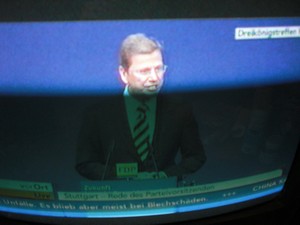 Guido Westerwelle am 6.11.2011 bei seiner Rede in Stuttgart Dreikönigstreffen - Foto Klausens vom Fernseher LIVE