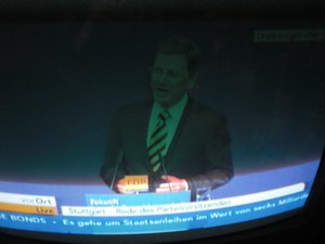 Guido Westerwelle am 6.11.2011 bei seiner Rede in Stuttgart Dreikönigstreffen - Foto Klausens vom Fernseher LIVE