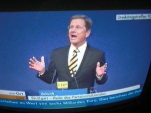 Guido Westerwelle am 6.11.2011 bei seiner Rede in Stuttgart Dreikönigstreffen - Foto Klausens vom Fernseher LIVE