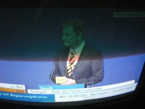 Guido Westerwelle am 6.11.2011 bei seiner Rede in Stuttgart Dreikönigstreffen - Foto Klausens vom Fernseher LIVE