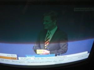 Guido Westerwelle am 6.11.2011 bei seiner Rede in Stuttgart Dreikönigstreffen - Foto Klausens vom Fernseher LIVE