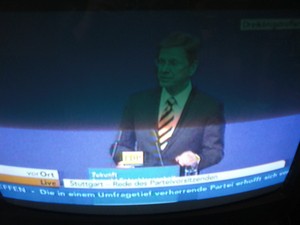 Guido Westerwelle am 6.11.2011 bei seiner Rede in Stuttgart Dreikönigstreffen - Foto Klausens vom Fernseher LIVE