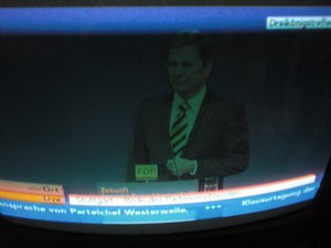 Guido Westerwelle am 6.11.2011 bei seiner Rede in Stuttgart Dreikönigstreffen - Foto Klausens vom Fernseher LIVE