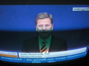 Guido Westerwelle am 6.11.2011 bei seiner Rede in Stuttgart Dreikönigstreffen - Foto Klausens vom Fernseher LIVE