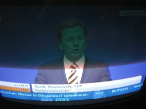 Guido Westerwelle am 6.11.2011 bei seiner Rede in Stuttgart Dreikönigstreffen - Foto Klausens vom Fernseher LIVE