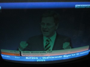 Guido Westerwelle am 6.11.2011 bei seiner Rede in Stuttgart Dreikönigstreffen - Foto Klausens vom Fernseher LIVE