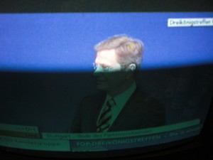 Guido Westerwelle am 6.11.2011 bei seiner Rede in Stuttgart Dreikönigstreffen - Foto Klausens vom Fernseher LIVE