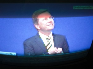 Guido Westerwelle am 6.11.2011 bei seiner Rede in Stuttgart Dreikönigstreffen - Foto Klausens vom Fernseher LIVE