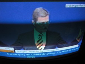 Guido Westerwelle am 6.11.2011 bei seiner Rede in Stuttgart Dreikönigstreffen - Foto Klausens vom Fernseher LIVE