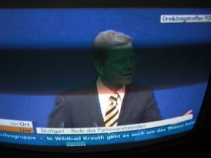 Guido Westerwelle am 6.11.2011 bei seiner Rede in Stuttgart Dreikönigstreffen - Foto Klausens vom Fernseher LIVE