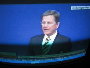 Guido Westerwelle am 6.11.2011 bei seiner Rede in Stuttgart Dreikönigstreffen - Foto Klausens vom Fernseher LIVE