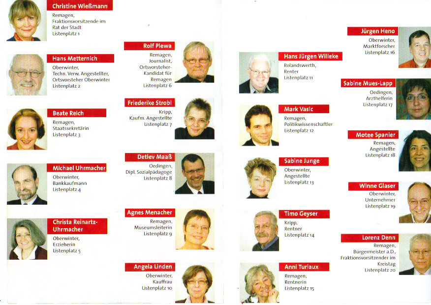 FALTBLATT der SPD Remagen zur Wahl am 7.Juni 2009