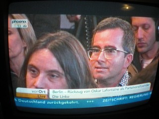 Klausens FOTO von der Abschiedspressekonferenz von Oskar Lafontaine am 23.1.2010, als er seinen Rckzug von der Parteispitze der Linken verkndete