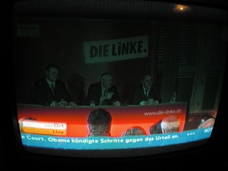 Klausens FOTO von der Abschiedspressekonferenz von Oskar Lafontaine am 23.1.2010, als er seinen Rckzug von der Parteispitze der Linken verkndete