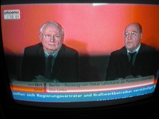 Klausens FOTO von der Abschiedspressekonferenz von Oskar Lafontaine am 23.1.2010, als er seinen Rckzug von der Parteispitze der Linken verkndete