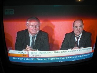 Klausens FOTO von der Abschiedspressekonferenz von Oskar Lafontaine am 23.1.2010, als er seinen Rckzug von der Parteispitze der Linken verkndete