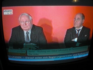 Klausens FOTO von der Abschiedspressekonferenz von Oskar Lafontaine am 23.1.2010, als er seinen Rckzug von der Parteispitze der Linken verkndete