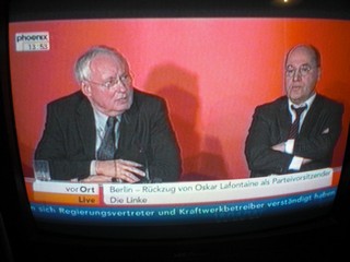 Klausens FOTO von der Abschiedspressekonferenz von Oskar Lafontaine am 23.1.2010, als er seinen Rckzug von der Parteispitze der Linken verkndete