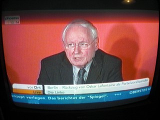 Klausens FOTO von der Abschiedspressekonferenz von Oskar Lafontaine am 23.1.2010, als er seinen Rckzug von der Parteispitze der Linken verkndete