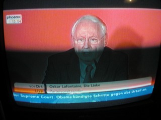 Klausens FOTO von der Abschiedspressekonferenz von Oskar Lafontaine am 23.1.2010, als er seinen Rckzug von der Parteispitze der Linken verkndete