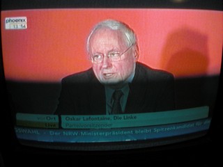 Klausens FOTO von der Abschiedspressekonferenz von Oskar Lafontaine am 23.1.2010, als er seinen Rckzug von der Parteispitze der Linken verkndete