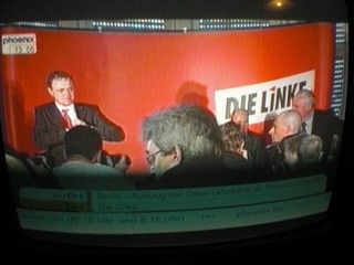 Klausens FOTO von der Abschiedspressekonferenz von Oskar Lafontaine am 23.1.2010, als er seinen Rckzug von der Parteispitze der Linken verkndete